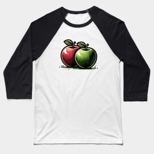 Apples Green Red Trees Fruit Vintage Baseball T-Shirt